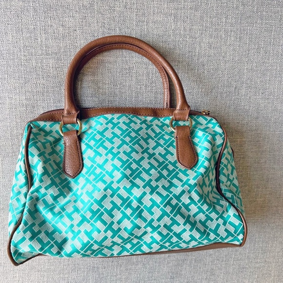 NEW Tommy Hilfiger Satchel purse, teal top handle handbag - Picture 6 of 11